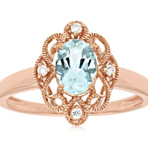 AQUAMARINE & DIAMOND RING