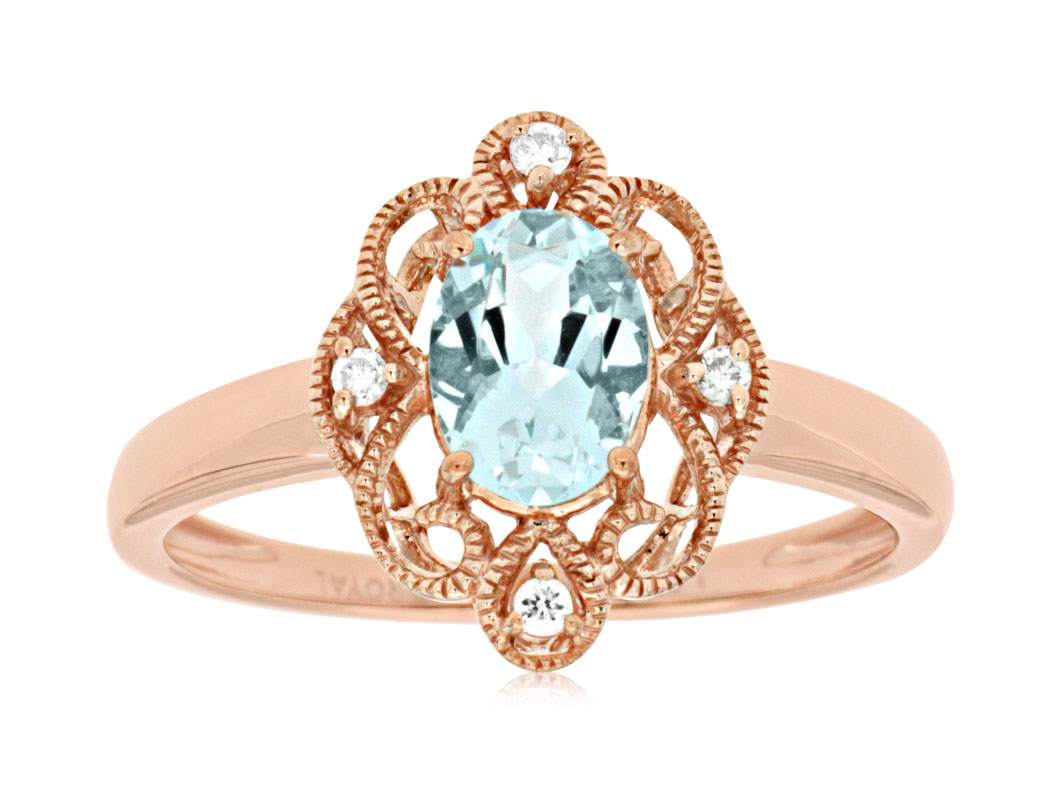 AQUAMARINE & DIAMOND RING