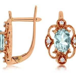AQUAMARINE & DIAMOND EARRING