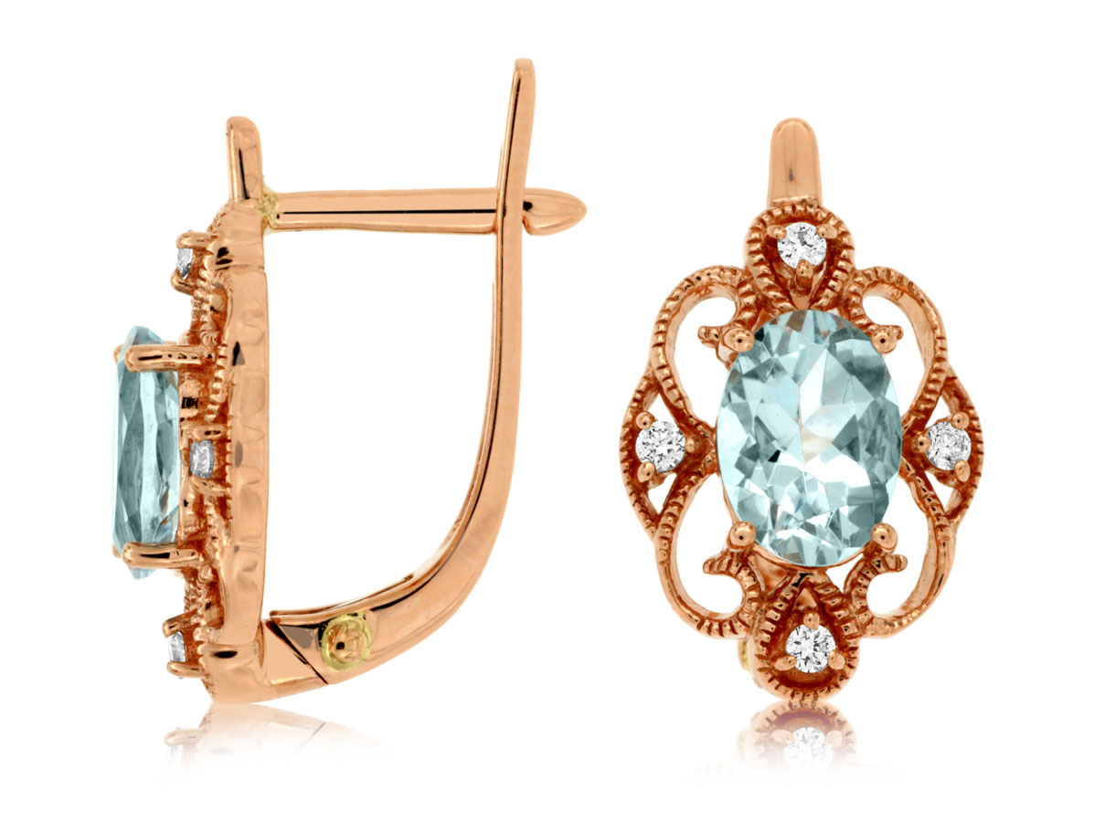 AQUAMARINE & DIAMOND EARRING