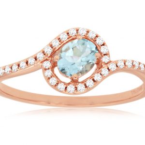 AQUAMARINE & DIAMOND RING
