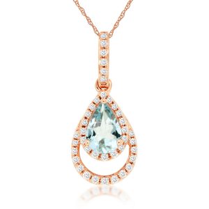 AQUAMARINE & DIAMOND PENDANT