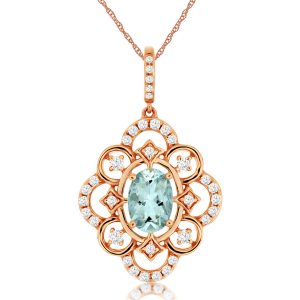 AQUAMARINE & DIAMOND PENDANT