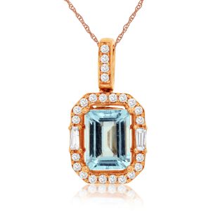 AQUAMARINE & DIAMOND PENDANT
