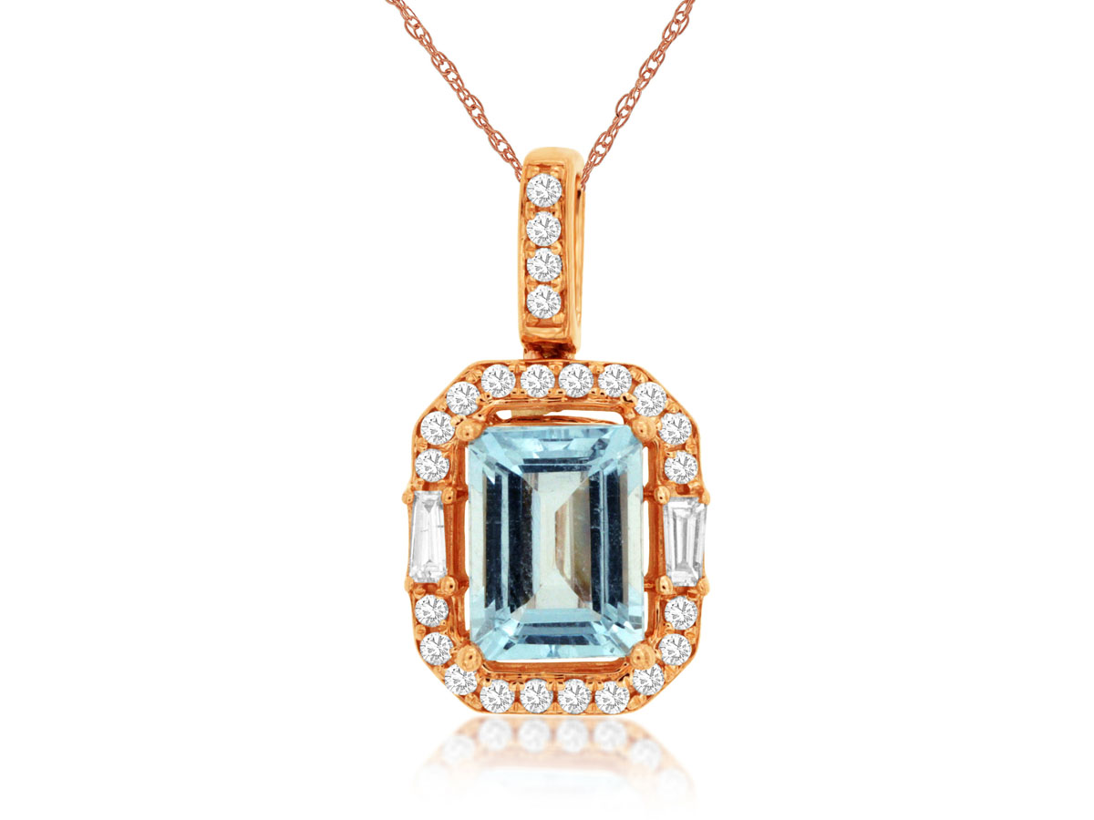 AQUAMARINE & DIAMOND PENDANT