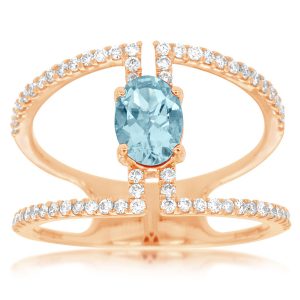 AQUAMARINE & DIAMOND RING