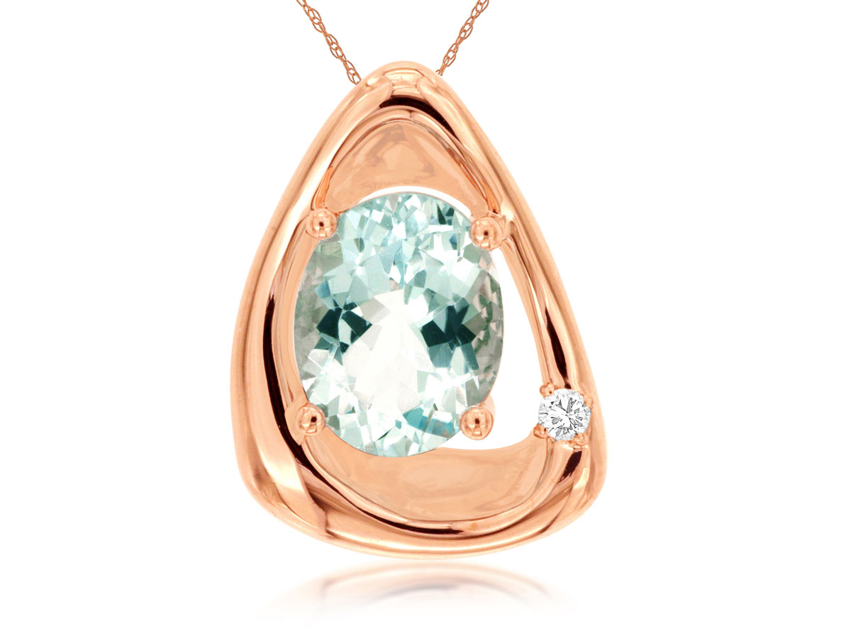 AQUAMARINE & DIAMOND PENDANT