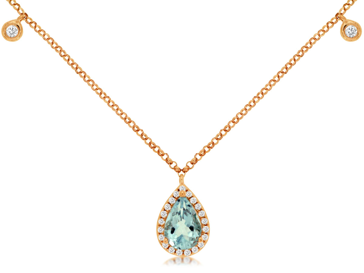 AQUAMARINE & DIAMOND PENDANT