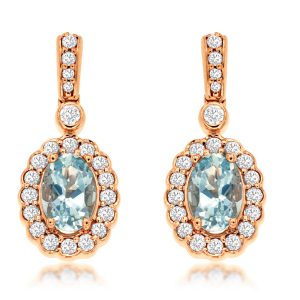 AQUAMARINE & DIAMOND EARRING