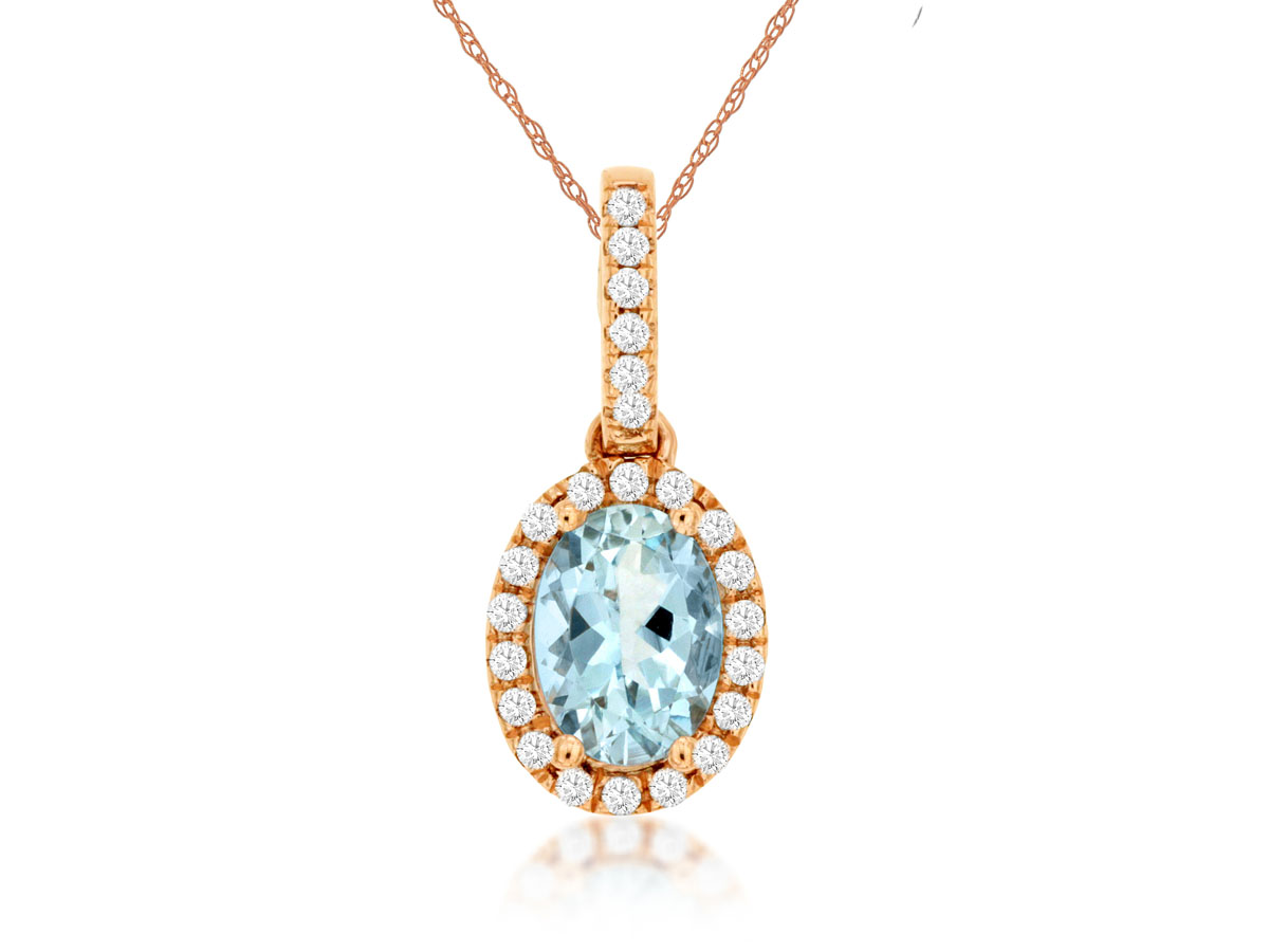 AQUAMARINE & DIAMOND PENDANT