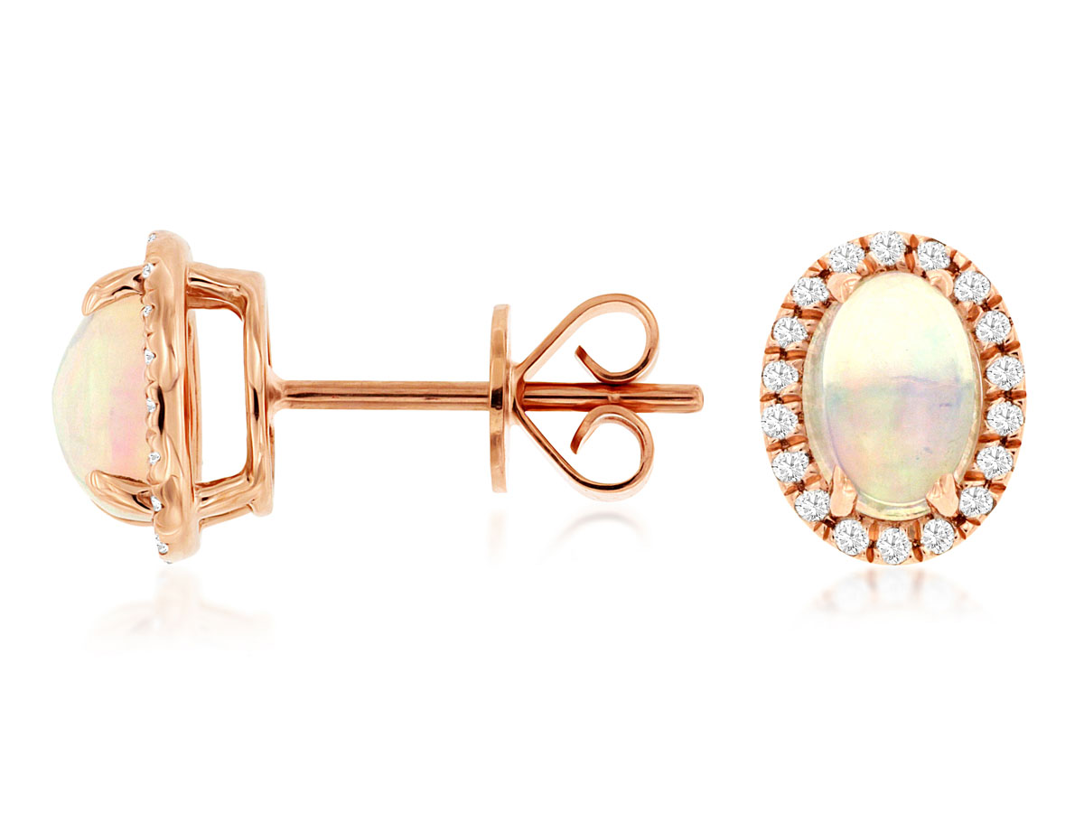 OPAL & DIAMOND HALO STUDS