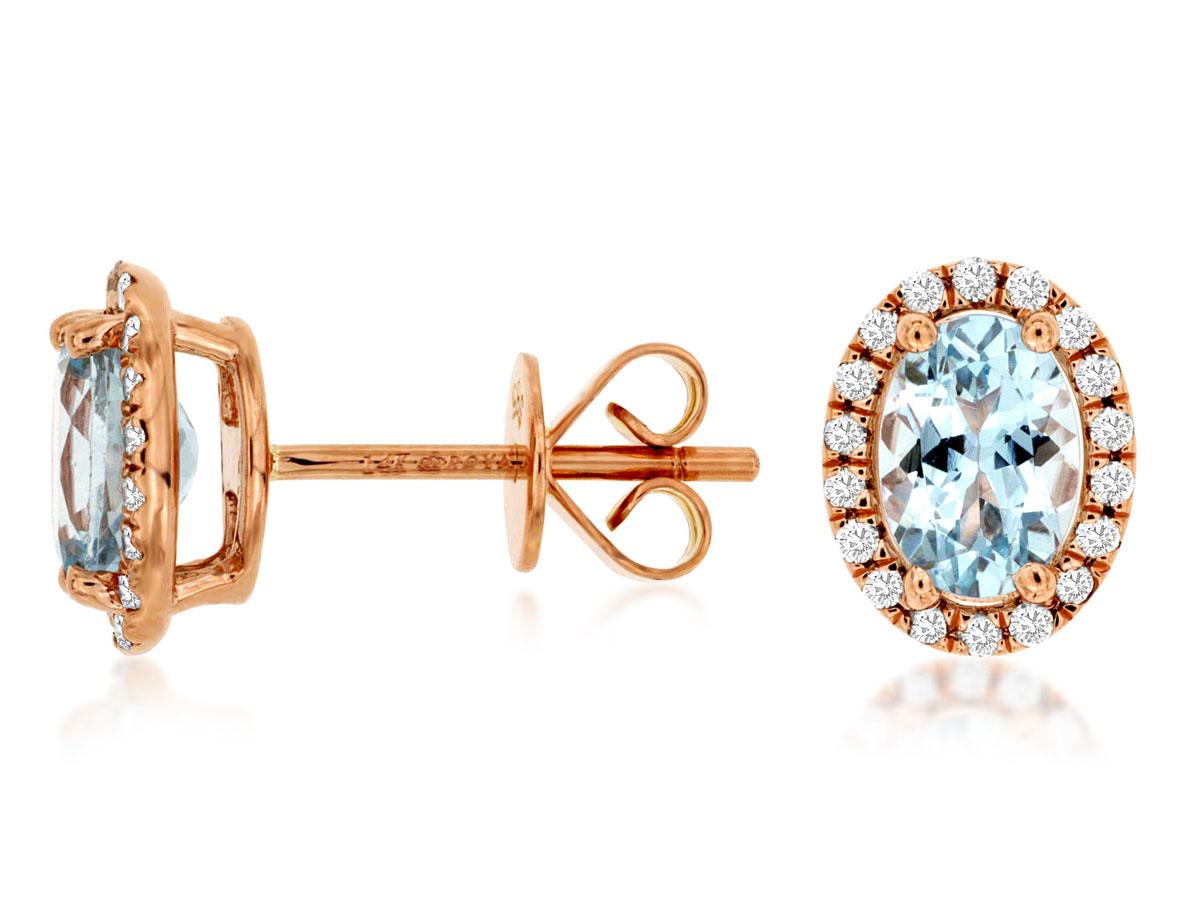 AQUA & DIAMOND HALO STUDS