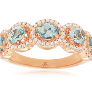AQUAMARINE & DIAMOND RING