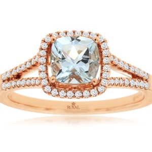AQUAMARINE & DIAMOND RING