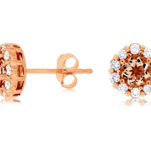 MORGANITE & DIAMOND HALO STUDS