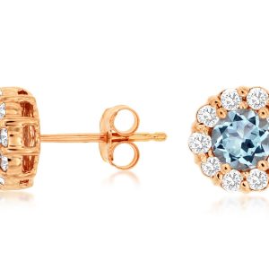 AQUA & DIAMOND HALO STUDS