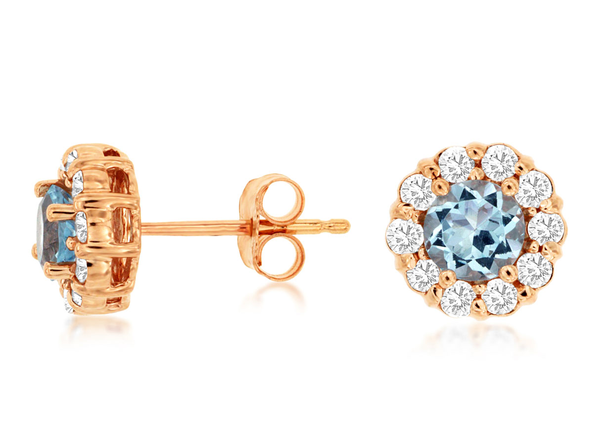 AQUA & DIAMOND HALO STUDS