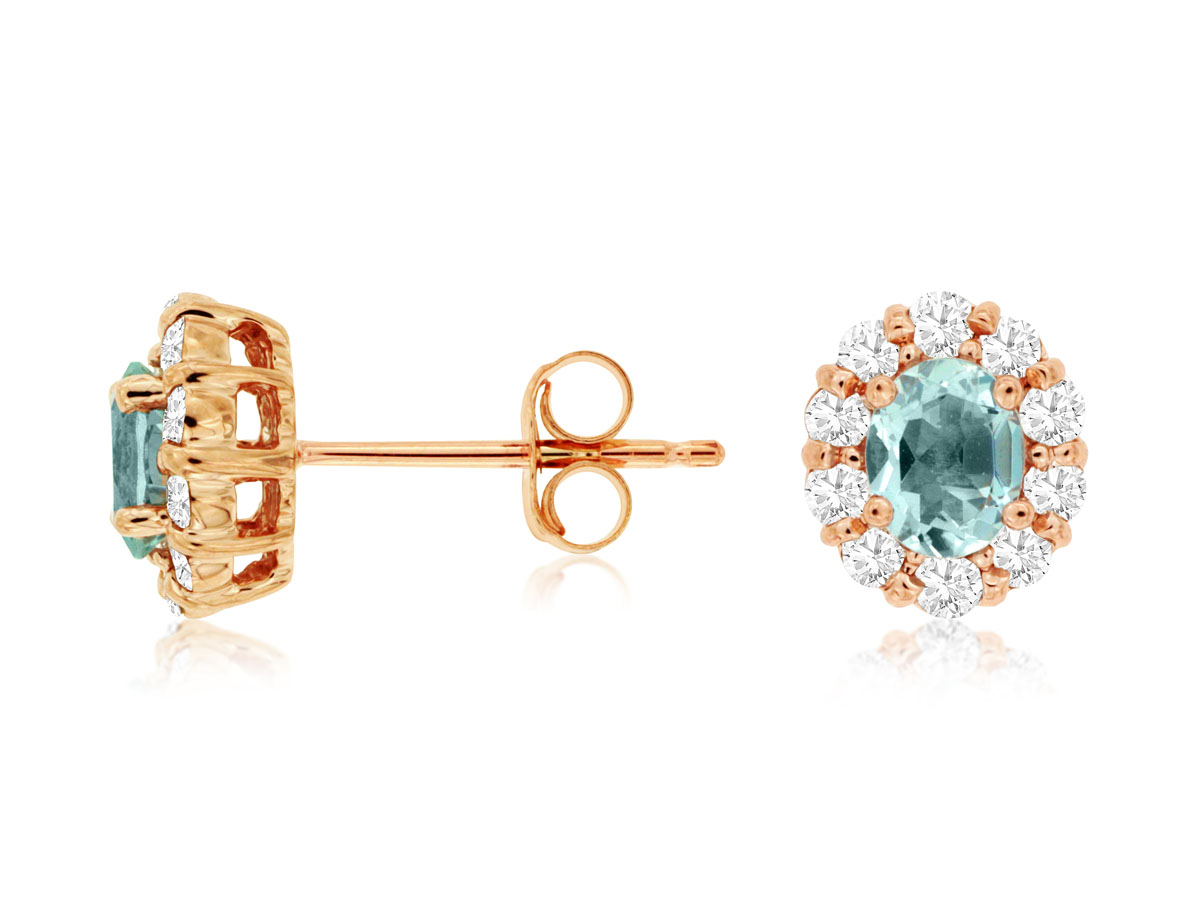 AQUA & DIAMOND HALO STUDS