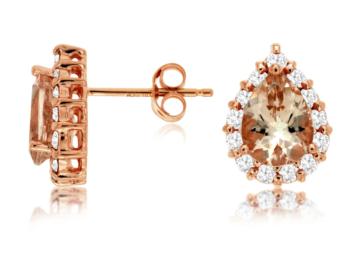 MORGANITE & DIAMOND HALO STUDS