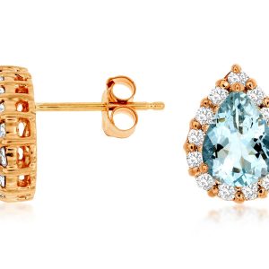 AQUA & DIAMOND HALO STUDS