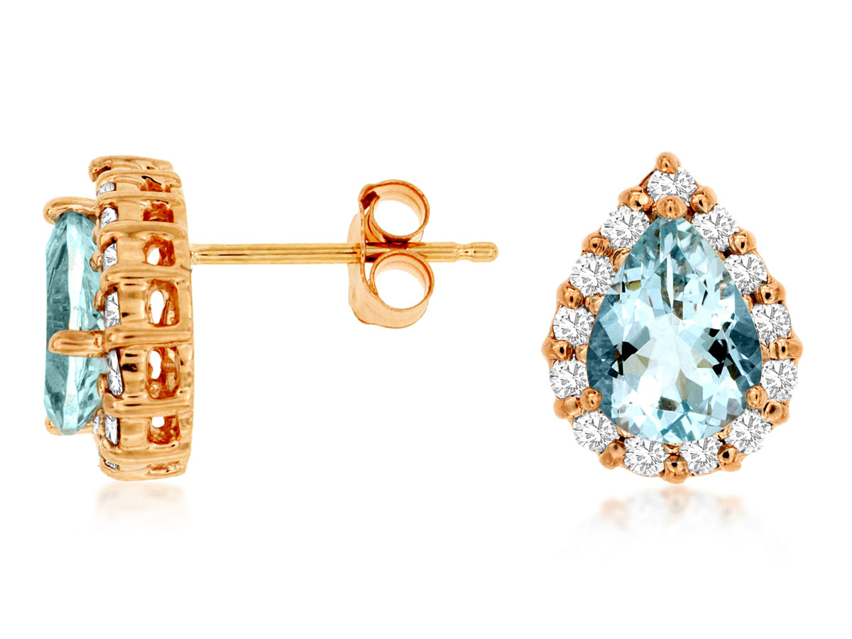 AQUA & DIAMOND HALO STUDS