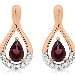 RHODOLITE & DIAMOND EARRING