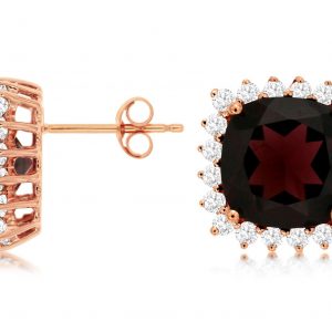 GARNET & DIAMOND EARRING