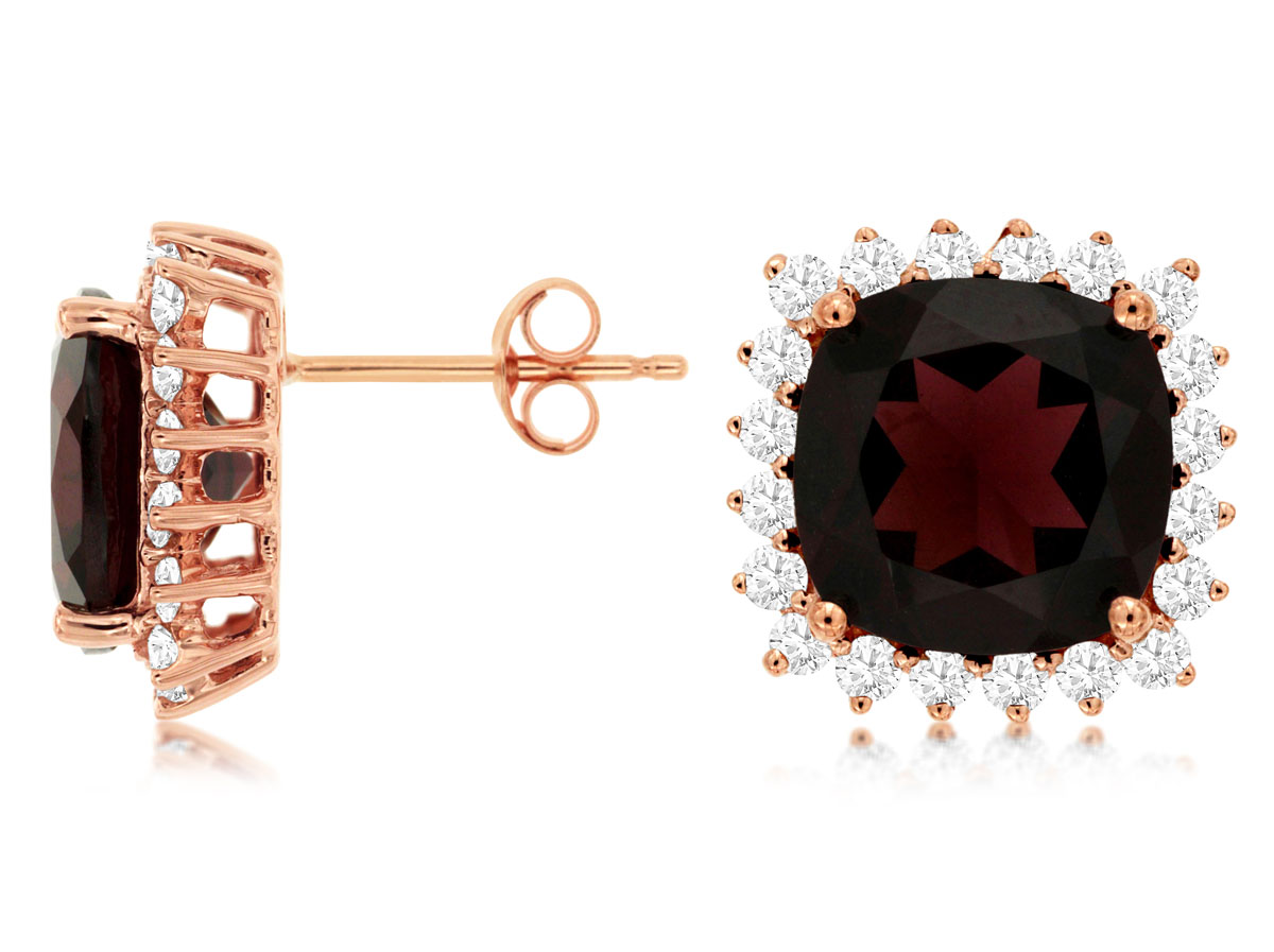 GARNET & DIAMOND EARRING