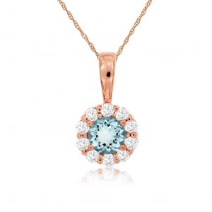 AQUAMARINE & DIAMOND PENDANT