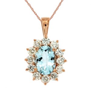 AQUAMARINE & DIAMOND PENDANT