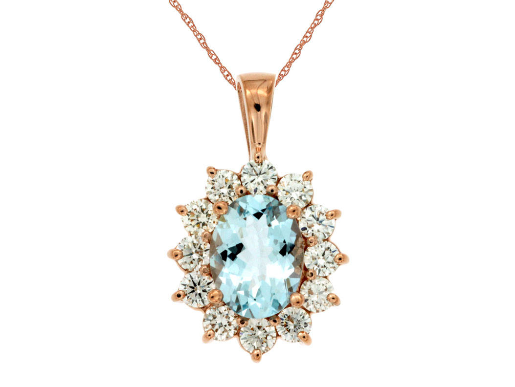 AQUAMARINE & DIAMOND PENDANT