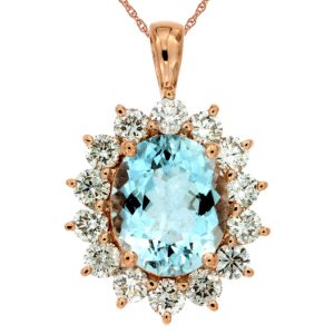 AQUAMARINE & DIAMOND PENDANT