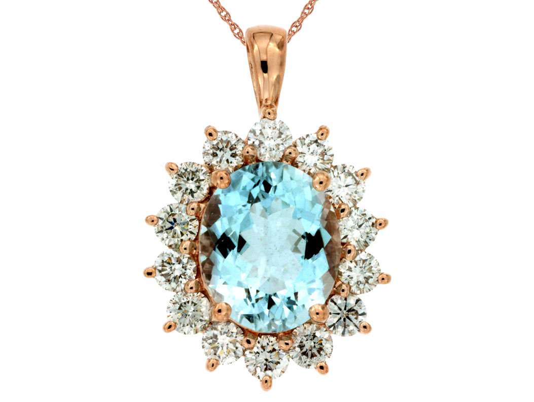 AQUAMARINE & DIAMOND PENDANT