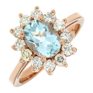 AQUAMARINE & DIAMOND RING