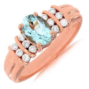 AQUAMARINE & DIAMOND RING
