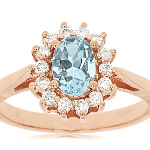 AQUAMARINE & DIAMOND RING