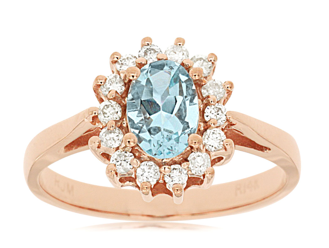 AQUAMARINE & DIAMOND RING