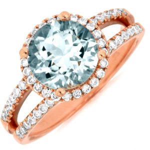 AQUAMARINE & DIAMOND RING