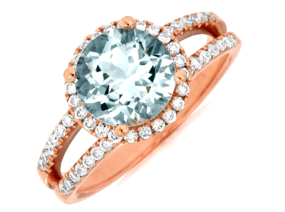 AQUAMARINE & DIAMOND RING