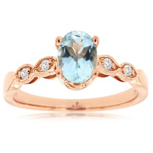 AQUAMARINE & DIAMOND RING