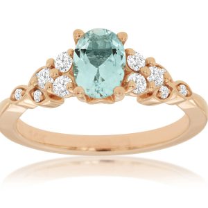 AQUAMARINE & DIAMOND RING
