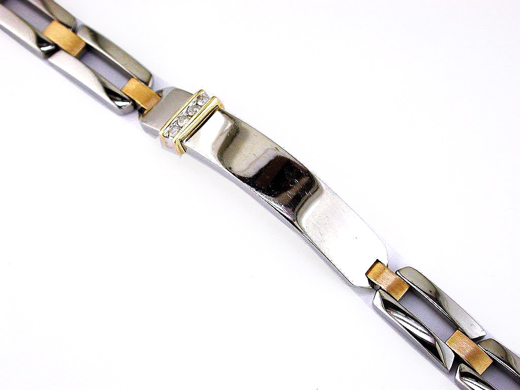 STAINLESS STEEL & 14K BRACELET