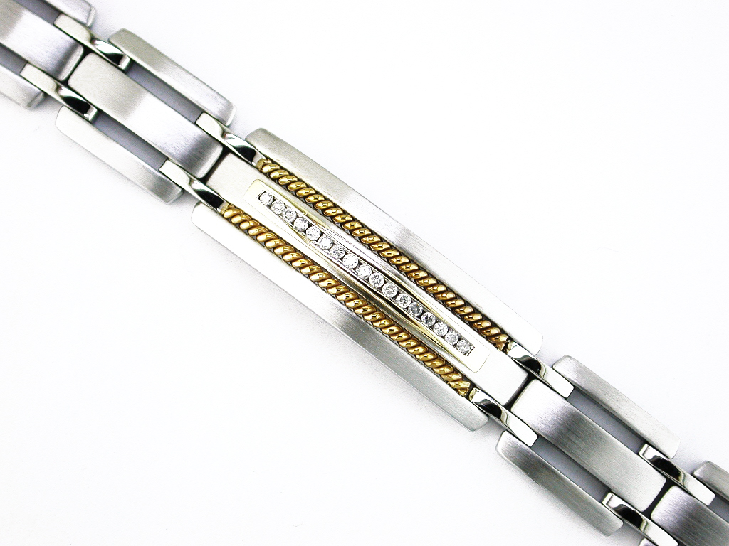 STAINLESS STEEL & 14K BRACELET