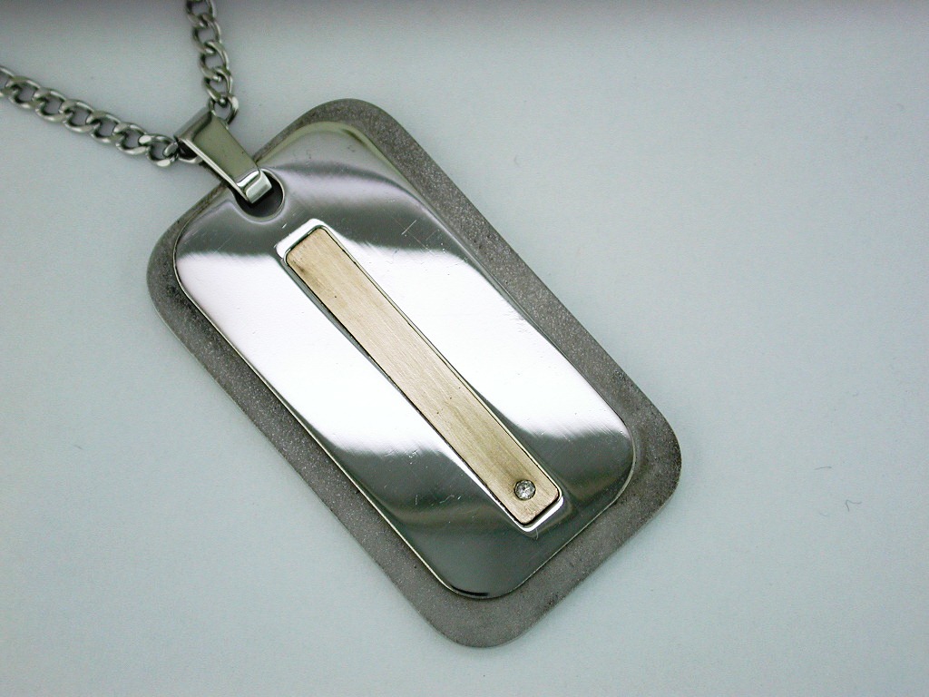 STAINLESS STEEL & 14K PENDANT