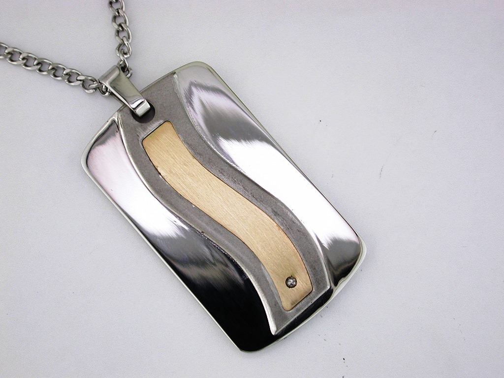 STAINLESS STEEL & 14K PENDANT