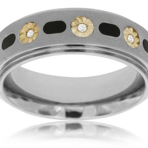 MEN’S DIAMOND & S. STEEL RING
