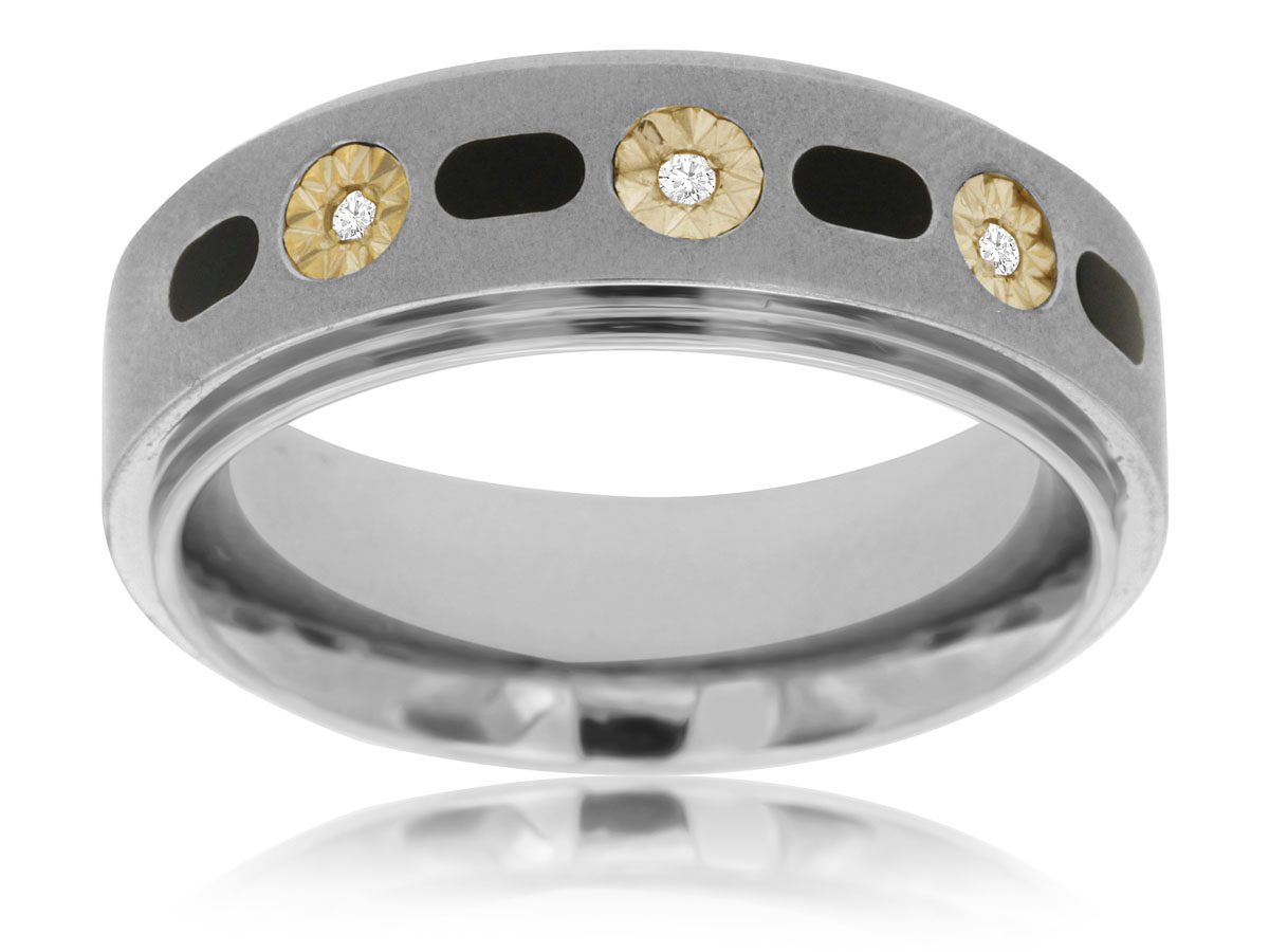 MEN'S DIAMOND & S. STEEL RING