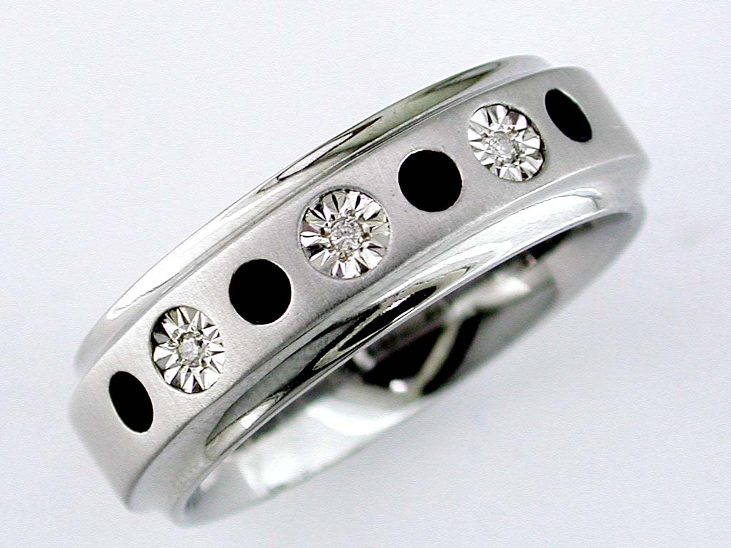 MEN'S DIAMOND & S. STEEL RING
