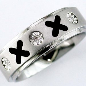 MEN’S DIAMOND & S. STEEL RING