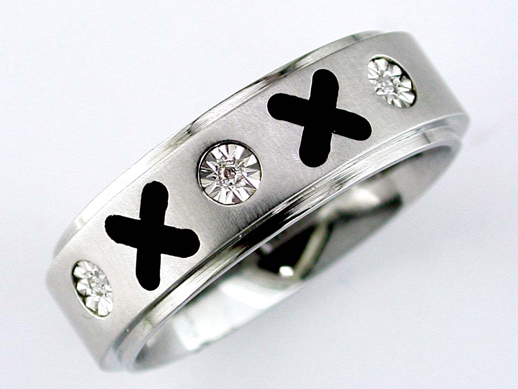 MEN'S DIAMOND & S. STEEL RING